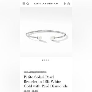 David Yurman Sterling Silver, diamond and pearl cuff bracelet